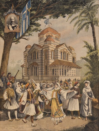 Het Griekse Paviljoen op de Wereldtentoonstelling van 1900, Parijs, illustratie uit Le Petit Journal door French School